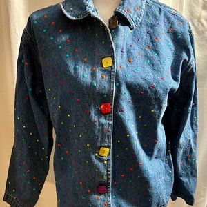 KEREN hart Multicolor Polka Dot Jean Jacket